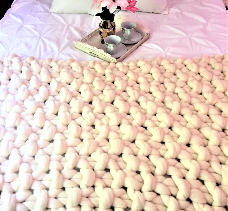 Blanket Knitting Kit Queen Size 58x70 Blanket Giant Knitting Etsy