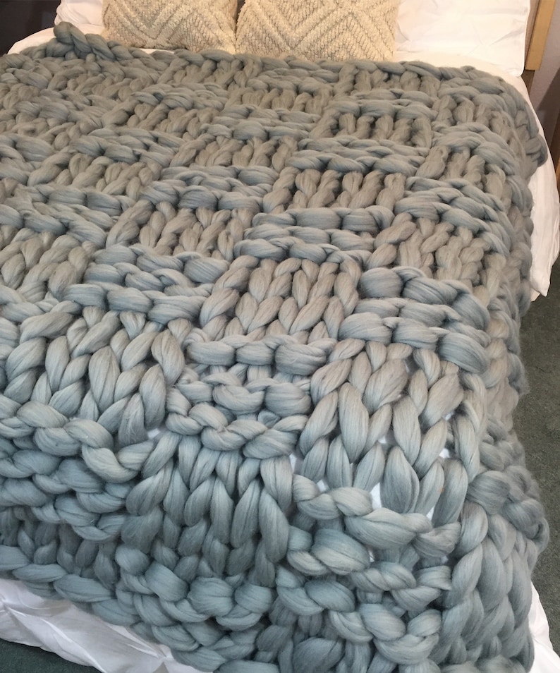 CHUNKY KNIT Blanket Merino Wool Blanket Chunky Knit Blanket Etsy