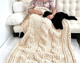 Chunky Knit Blanket, Chunky Chenille blanket, Cable knit, Hand Knit Blanket, Hand knit, Cable knit throw, Mother's Day gift