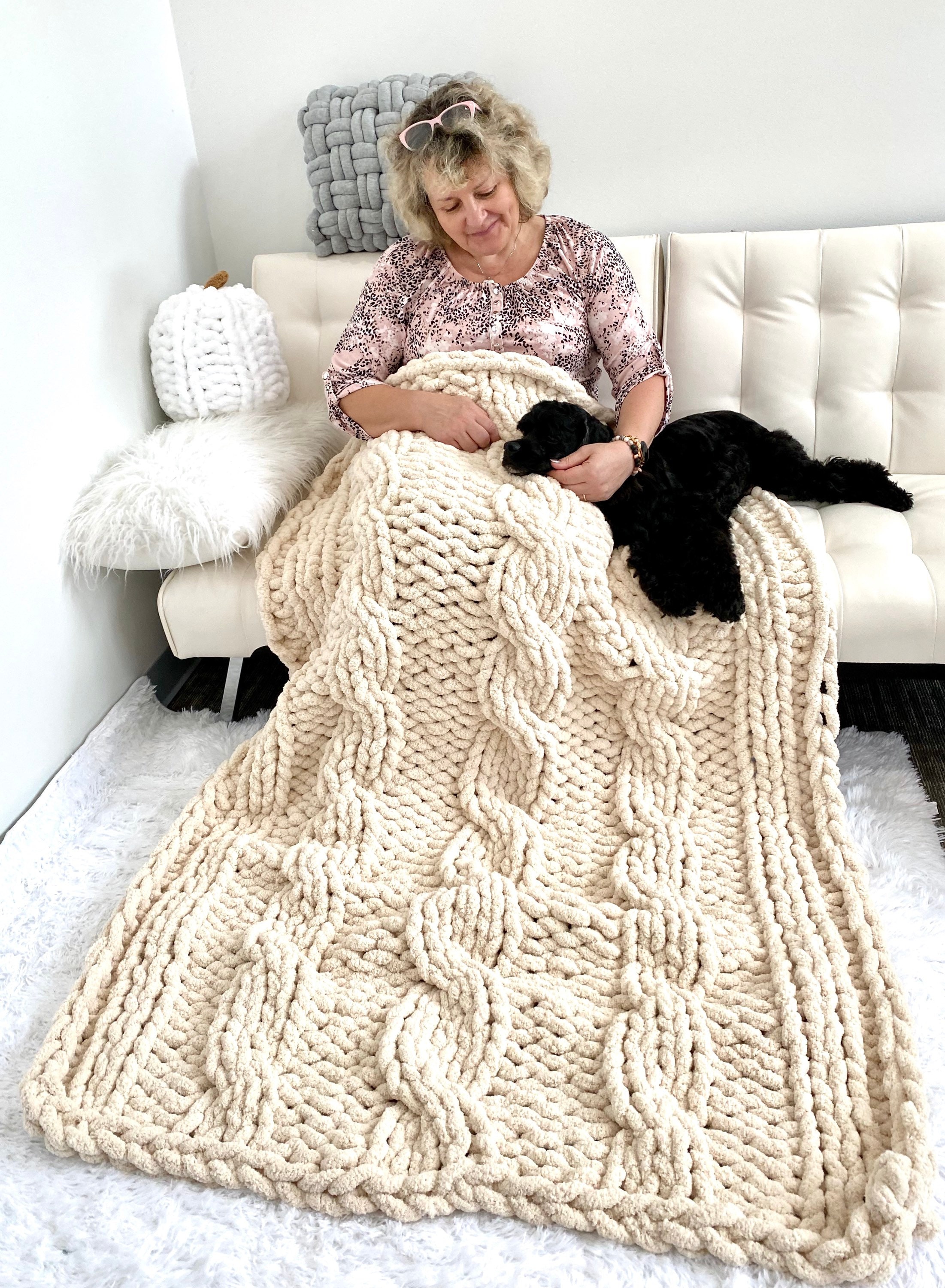 Chunky Knit Blanket Chunky Chenille Blanket Cable Knit Hand Knit Blanket Hand Knit Cable Knit Throw Gift Etsy Canada