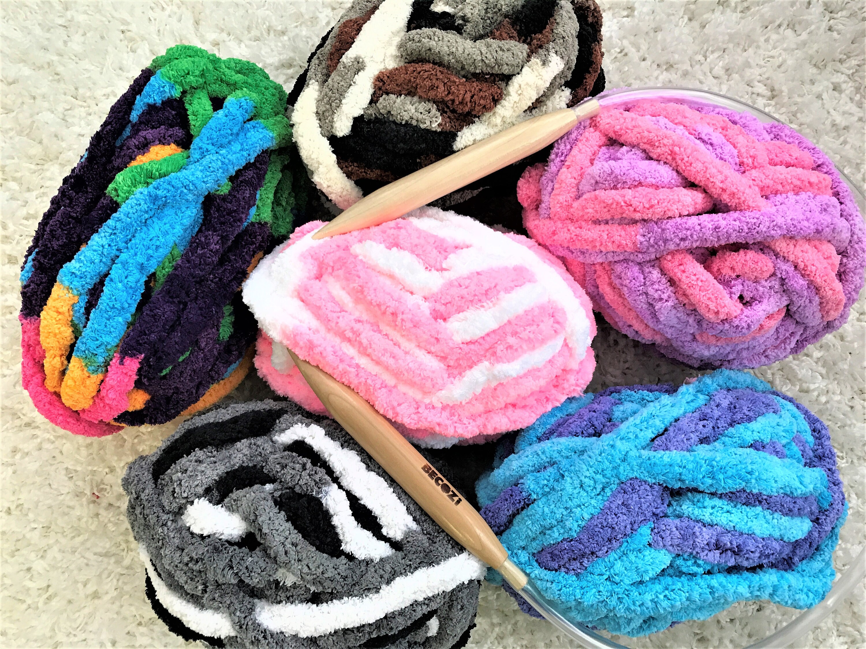 Chenille Yarn FREE SHIPPING Mixed colors Chunky chenille Etsy
