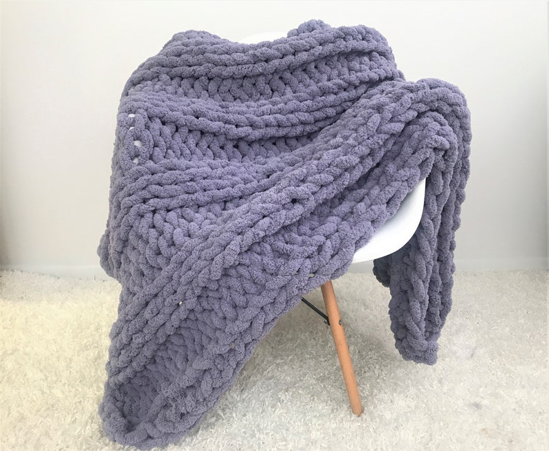 Chunky Knit Blanket Chenille Yarn Blanket Chunky Chenille Etsy