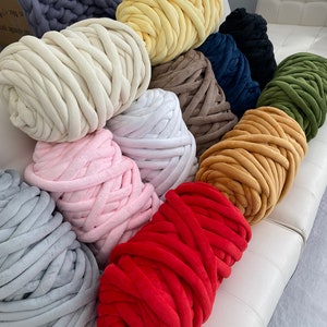 Velvet yarn, Chunky velvet yarn, Hand knitting, Arm knitting image 3