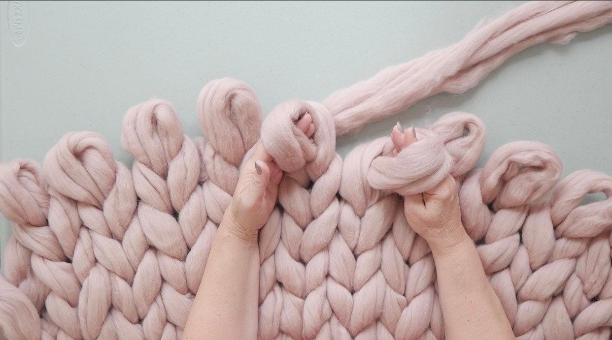 Felted Merino Wool DIY Arm Knit Kit, Lap Throw 30x50 in