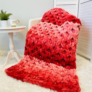 Couverture, tricot main, épais jeté en chenille, motif nid d'abeille, cadeau pour elle