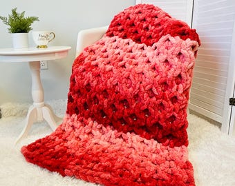 Blanket, Throw, Chunky Knit Blanket, Honey Comb Pattern, Chunky