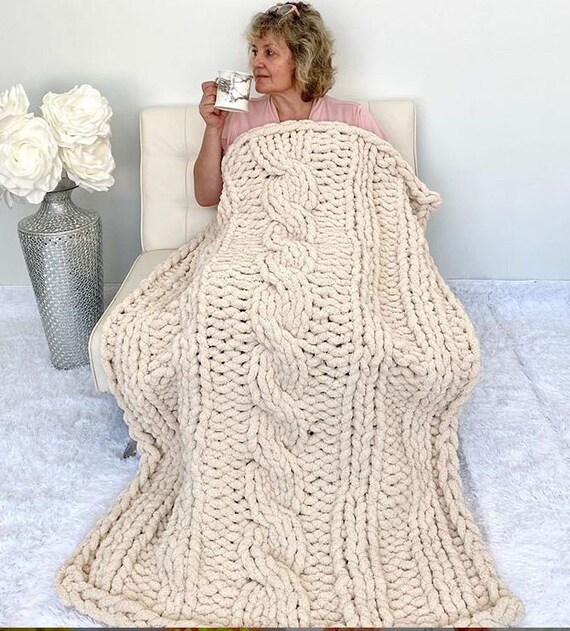 Chunky knit blanket (arm knit or finger knit) - Craft-Mart