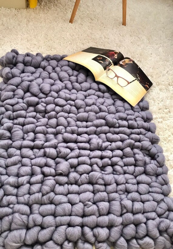 Rugcarpet Merino Wool Rug Chunky Knit Rug Area Rug Thick Etsy
