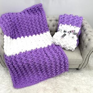 チャンキーニットブランケット、チャンキーシェニール糸ブランケット、ツイストリブ模様、シェニールブランケット、手編み、ギフト