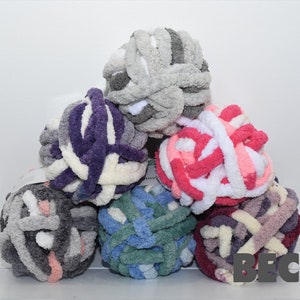 Chenille Yarn, FREE SHIPPING, Mixed colors Chunky chenille Yarn, Variegated colors chenille yarn, Hand knit, Arm Knit Yarn, Baby Yarn