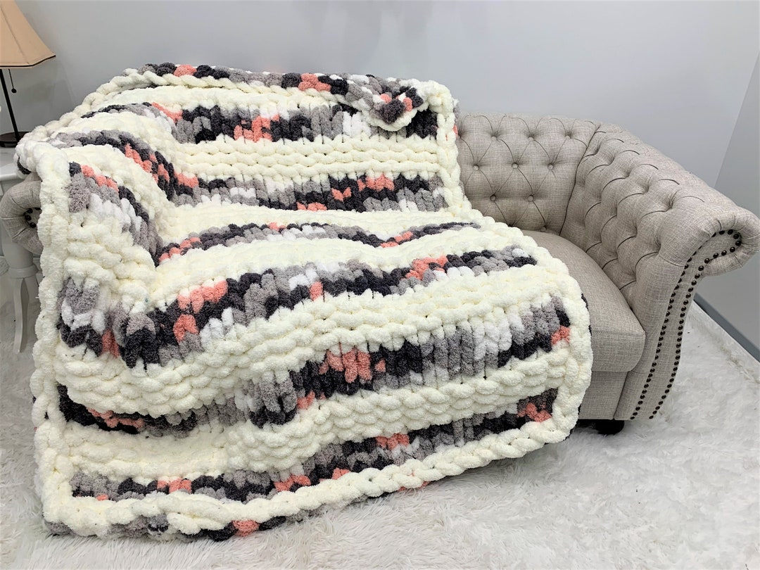 Chunky Knit Blanket Jumbo Chenille Blanket Chunky Chenille Etsy