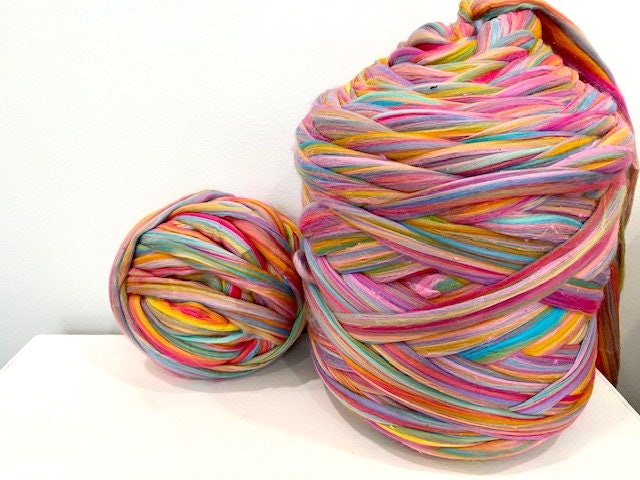 CHENILLE Cotton TUBE YARN, Super Bulky Yarn, Diy Arm Knitting Yarn