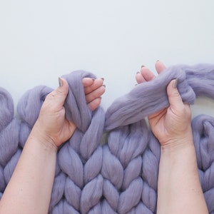 DIY KIT, Merino blanket, Chunky Knit DIY knitting kit,Arm knit, Birthday gift