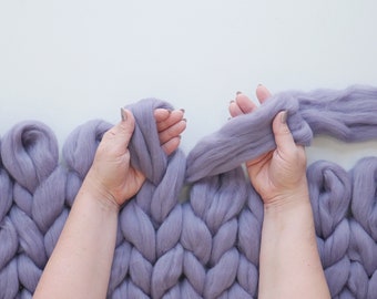 DIY Arm Knit Kit,35x60, Merino blanket, Chunky Knit DIY knitting kit, Birthday gift