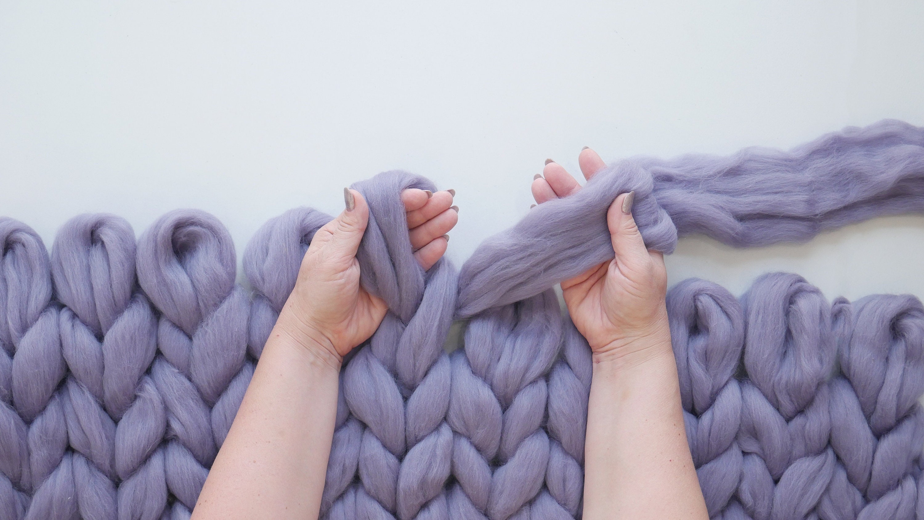 DIY KNIT Kit,35x60, Giant Knitting Needles & Merino Wool Yarn