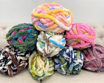 Chenille Yarn, FREE SHIPPING, Tie-dye Chunky chenille Yarn, Chenille yarn, Hand knit, Arm Knit Yarn, Baby Yarn