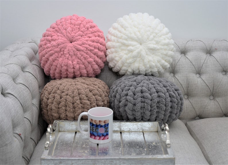 Pillow FREE SHIPPING Round Pillow Chunky Chenille Pillow Etsy