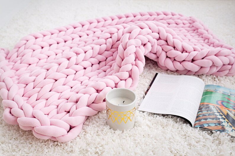 Chunky Knit Blanket Tube Yarn Blanket Arm Knit Blanket Etsy