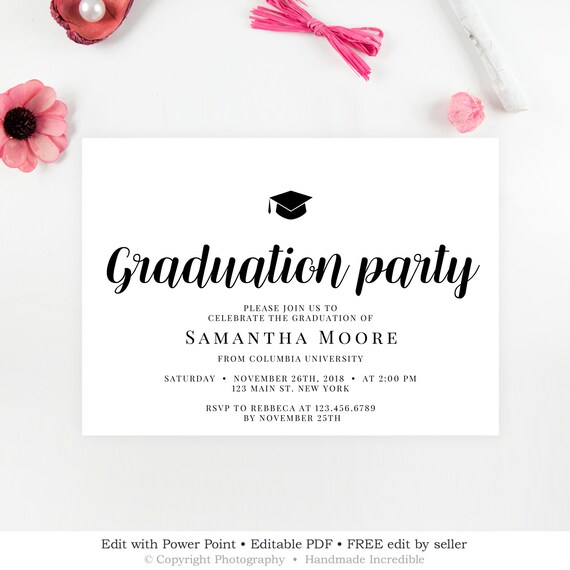 graduation party invitation template editable graduation celebration invitation graduation invite grad party instant download g3 graduation party invitation template