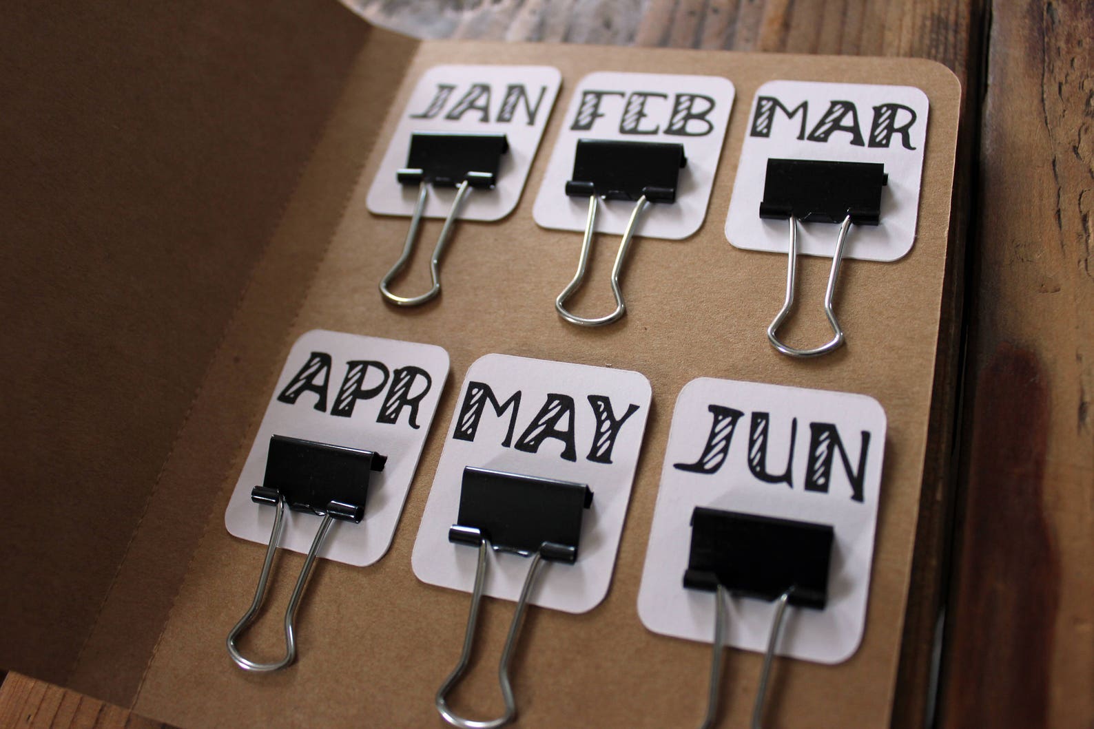 Binder Clip Tabs 12 Months JanDec Small 3/4 black Etsy