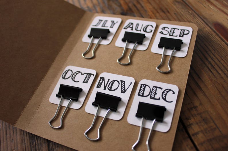Binder Clip Tabs 12 Months JanDec Small 3/4 black Etsy