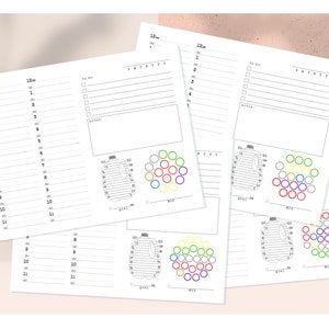 May include: Printable planner pages with a to-do list, daily schedule, and a section for tracking water intake. The water intake section features a visual representation of a water bottle with numbered sections to track progress.