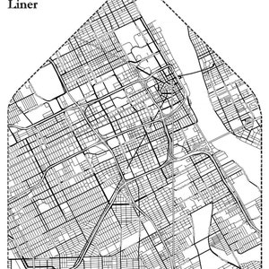 Forro de sobres de mapa de calles de Detroit (descarga digital) 8 estilos/tamaños
