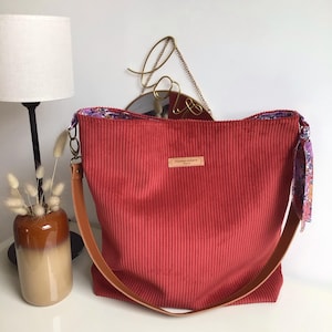Sac cabas en velours et Liberty