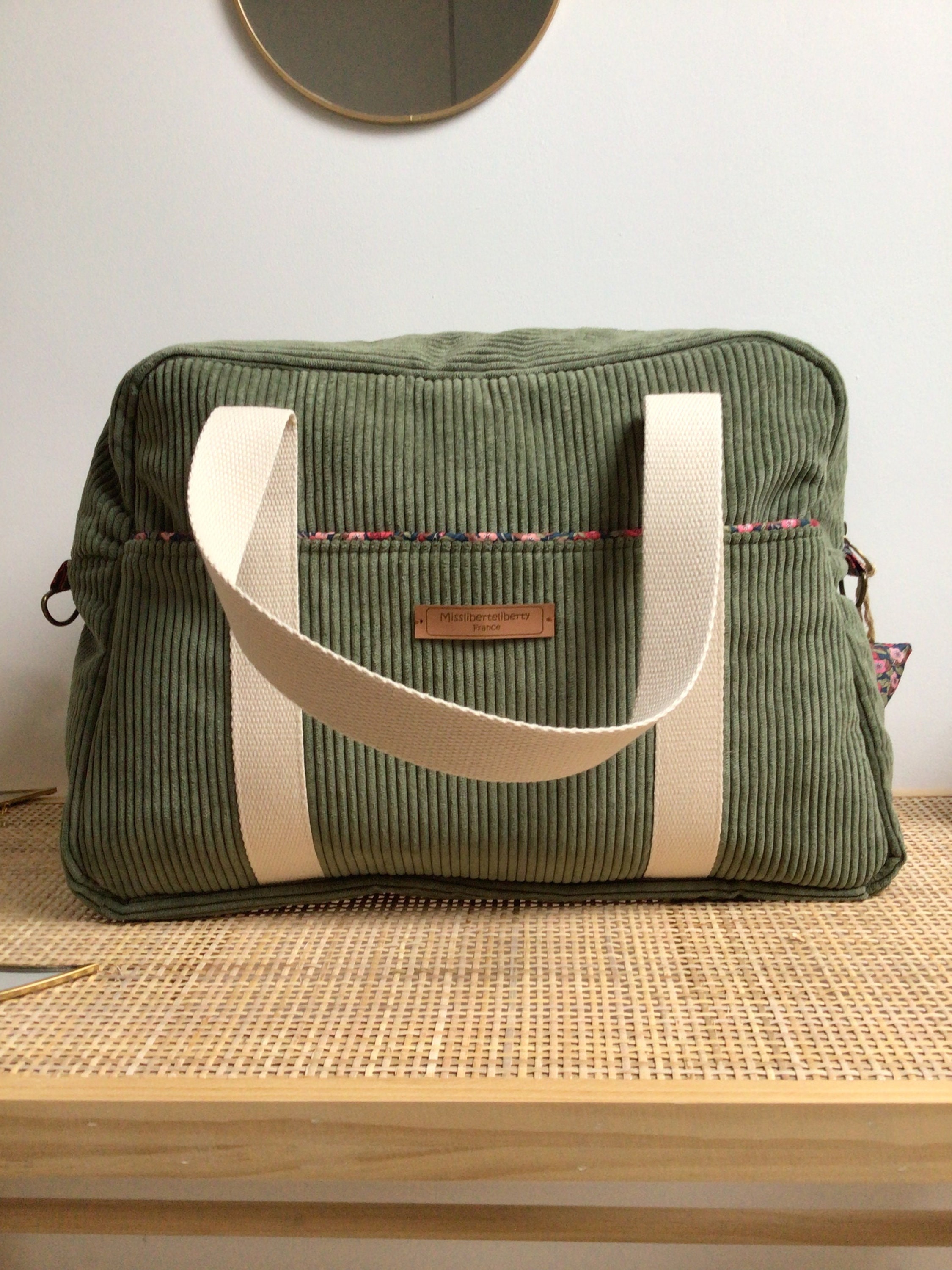 Sac bowling moyen Check (Beige d'archive/Bois de bruyère) - Femme