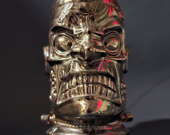 Gold Frankenstein Tiki Mug | Handmade Ceramic Monster Barware | 10oz