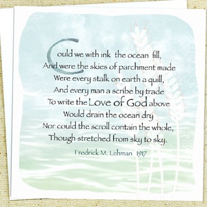Carte pour lettres chrétienne représentant l'hymne « The Love of God » de Fredrick M.Lehman