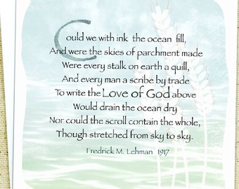 Christian Note Card featuring the Hymn "The Love of God" by Fredrick M.Lehman