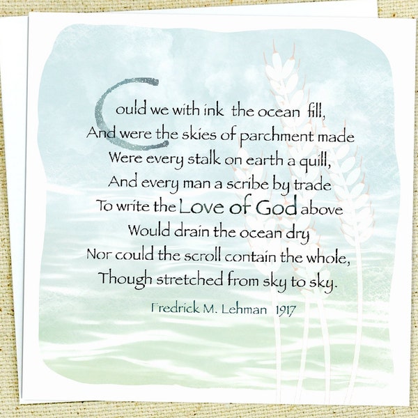 Christian Note Card featuring the Hymn "The Love of God" by Fredrick M.Lehman