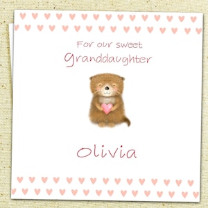 Carte d'anniversaire / Saint-Valentin personnalisée avec une jolie loutre pour petite-fille, fille, grand-mère, nièce, petit-fils, fils