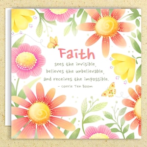 Carte de voeux religieuse avec une citation de Corrie Ten Boom et une belle bordure florale