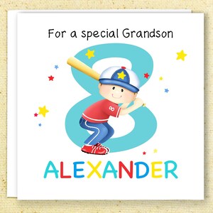 Personalized Birthday Card featuring a Cute Baseball Player for all ages