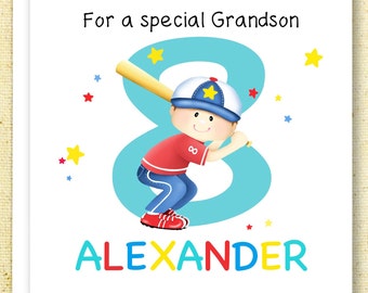 Personalized Birthday Card featuring a Cute Baseball Player for Children Ages 5 and up