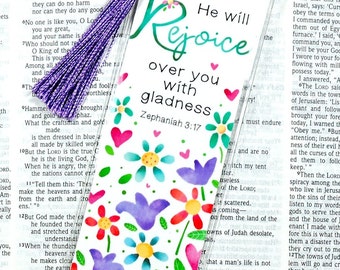 Floral Scripture Bookmark – Zephaniah 3:17 Bible Verse