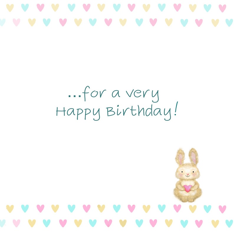 Personalized Easter Card featuring Cute Bunny ,Personalized Birthday Card featuring Cute Bunny image 3