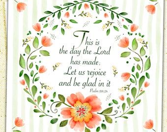 Scripture Verse Card featuring Psalm 118:24, "This is the Day the Lord has made; Let us rejoice and be glad in it"