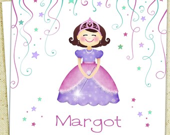Personalized Princess Birthday Card with Glitter