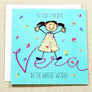 Jolie carte d'anniversaire personnalisée, carte d'anniversaire personnalisée pour fille