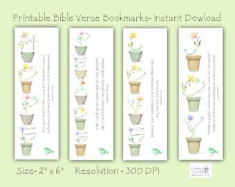 Set of 4 Printable Bible Verse Bookmarks featuring Scripture from the Book of Psalms, Digital File Christian Bookmarks,Instant Download