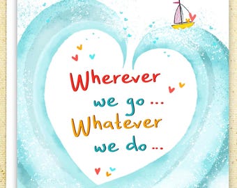 Sailboat Anniversary Card: Heart Wave Valentine's Day Card