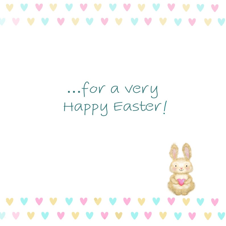 Personalized Easter Card featuring Cute Bunny ,Personalized Birthday Card featuring Cute Bunny image 2