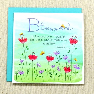 Bible Verse Note Card featuring the Scripture &quot;Blessed is the one who trusts in the Lord..&quot; Jeremiah 17:7