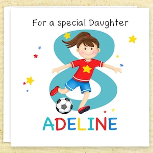 Personalized Birthday Card for Boys and Girls of all ages featuring a Cute Soccer Player,Personalized Soccer Birthday Card for Children