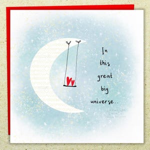 Moon and Hearts Anniversary Card, Romantic Valentine's Day Gift