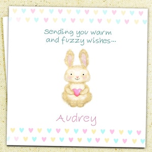 Carte de Pâques personnalisée avec un lapin mignon, carte d'anniversaire personnalisée avec un lapin mignon