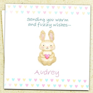 Personalized Easter Card featuring Cute Bunny ,Personalized Birthday Card featuring Cute Bunny image 1